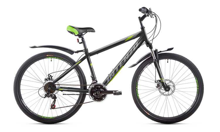 Фотография Велосипед Intenzo MASTER 26" 2021, размер М, Черно-зеленый